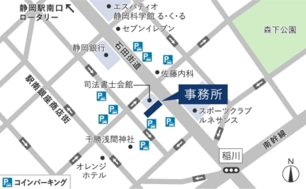 事務所近隣のコインパーキングの地図